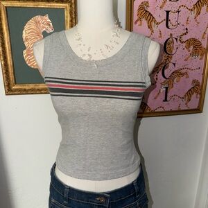 Vintage Y2K Gray Striped Women's Tank Top